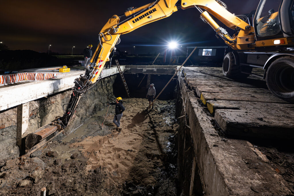 Fundering uitgraven voor kelder